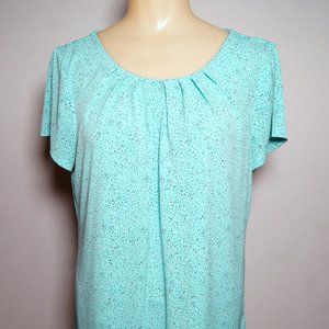 Worthington Womens Crew Neck Short Sleeve Blouse, Lt. Aqua, Petite Large
